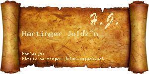 Hartinger Jolán névjegykártya